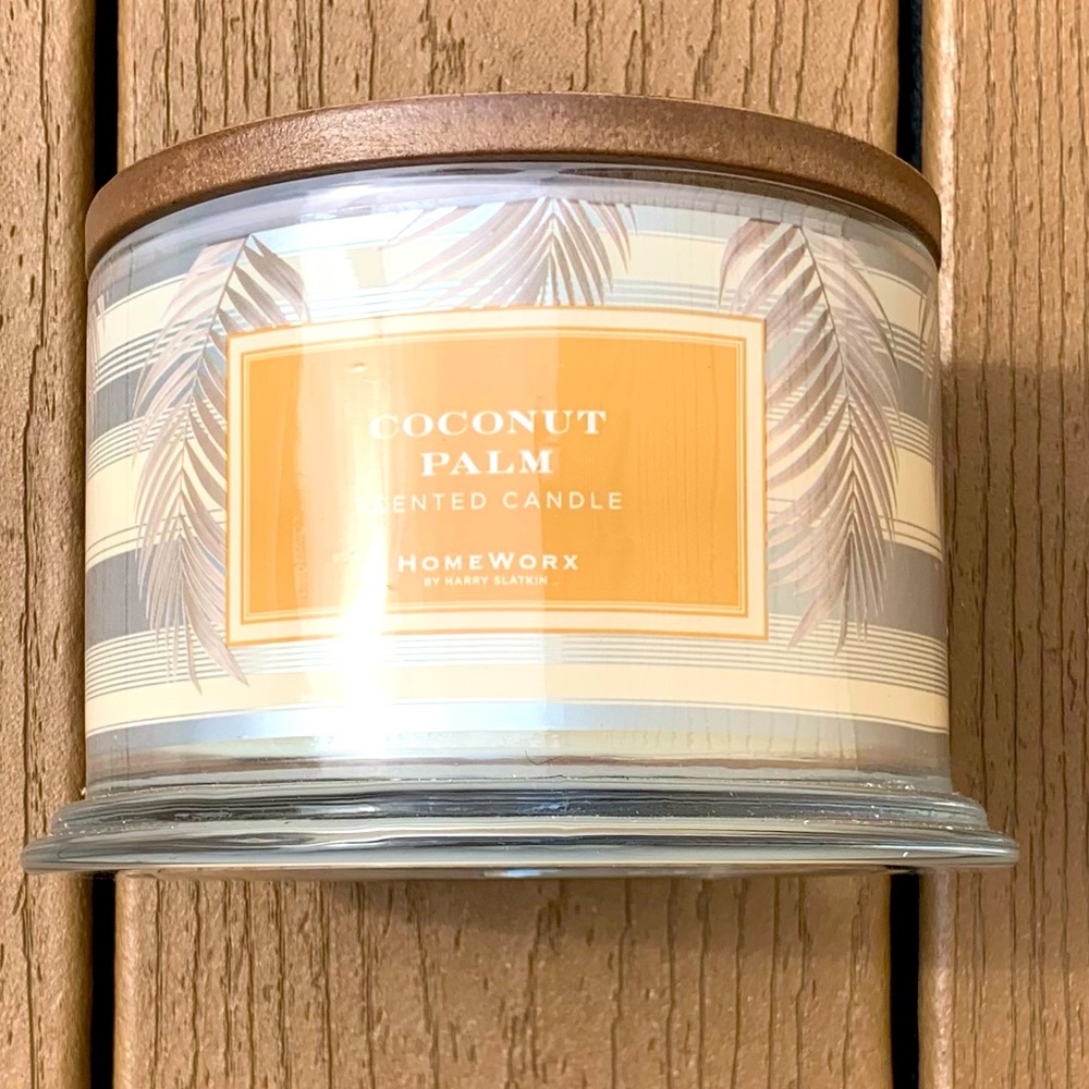 🆕HARRY SLATKIN HOMEWORX “COCONUT PALM” 18oz CANDLE 4-WICK NWT!!!